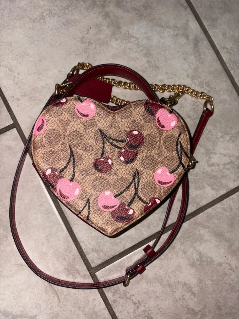 COACH ♥️ Crossbody Bag Canvas Leather Cherry Print